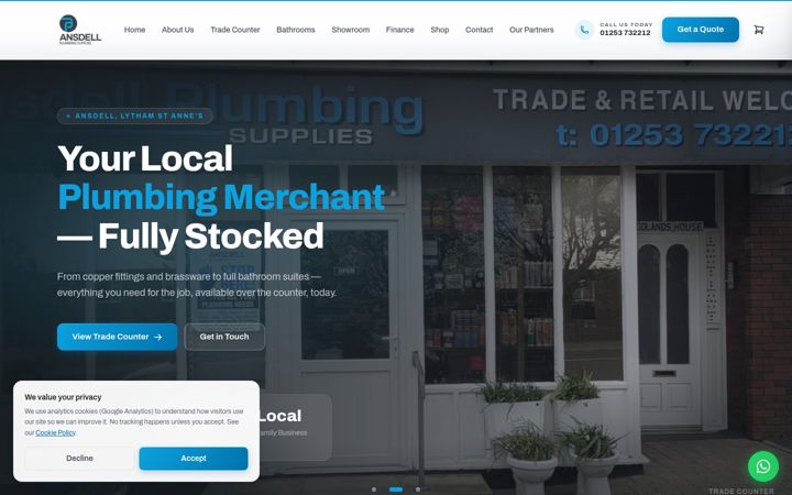 Screenshot of ansdellplumbingsupplies.co.uk