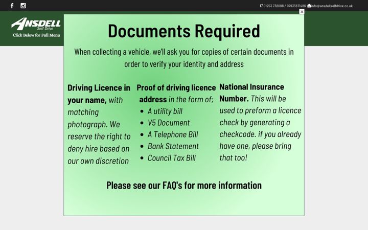 Screenshot of ansdellselfdrive.co.uk