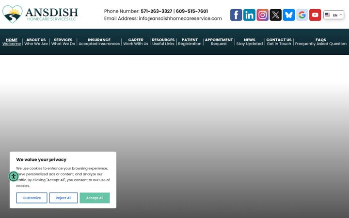 Screenshot ta' ansdishhomecareservice.com