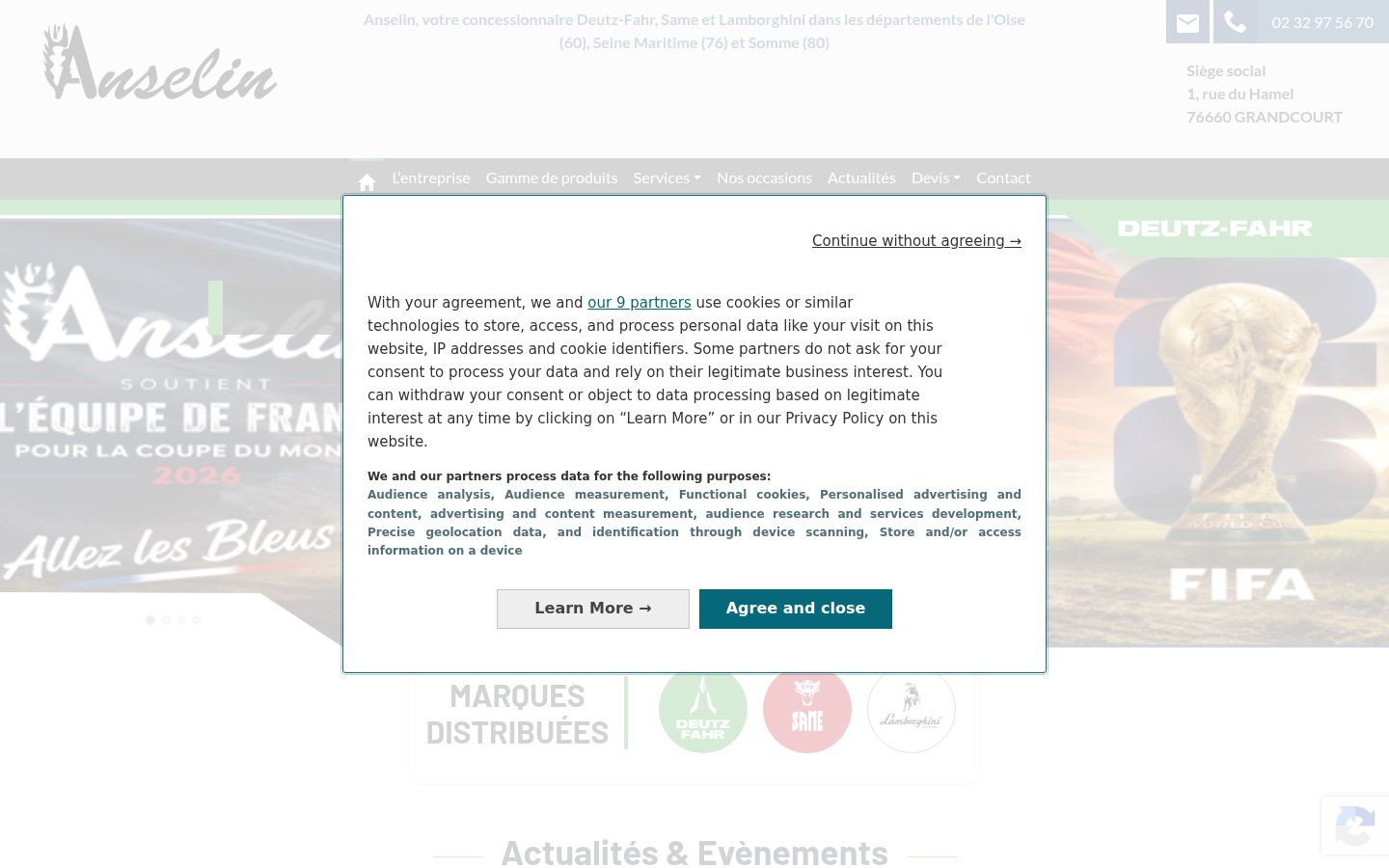 Screenshot van de toestemmingsbanner zoals getoond vóór enige interactie