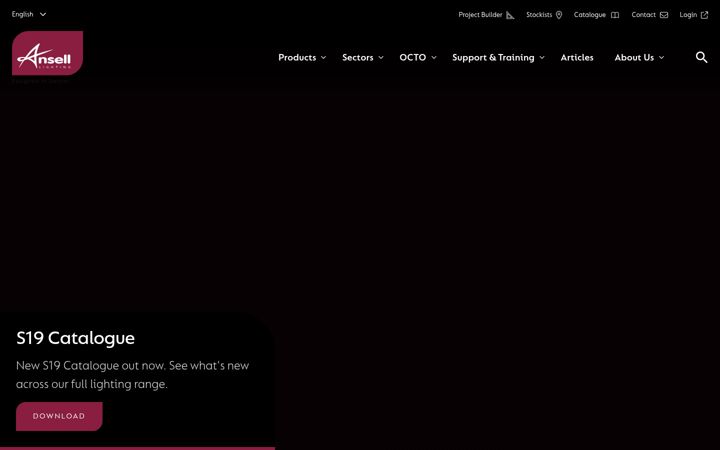 Screenshot ta' ansell-lighting.com