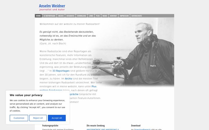 Ekraanipilt saidist anselm-weidner.de