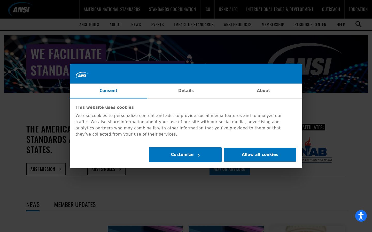 Screenshot des Einwilligungsbanners vor jeglicher Interaktion