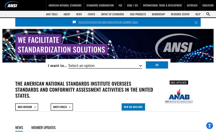 Screenshot von ansi.org