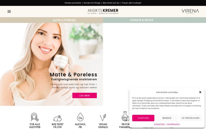 Screenshot of ansiktskremer.no