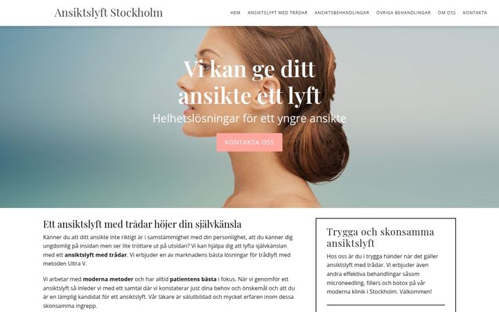 Screenshot of ansiktslyftstockholm.nu