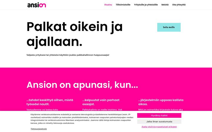 Screenshot of ansion.fi