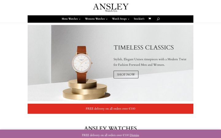 Screenshot ta' ansleywatches.com
