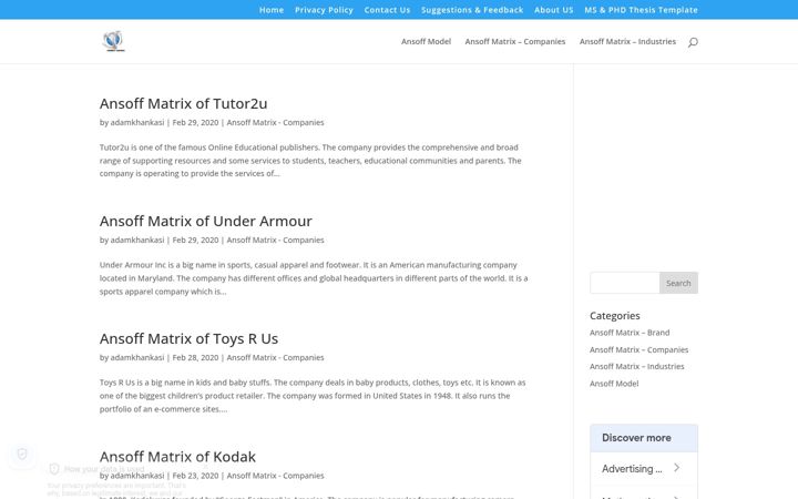 Screenshot ta' ansoffs.com