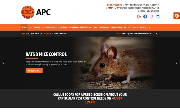 Zrzut ekranu anstonpestcontrol.co.uk