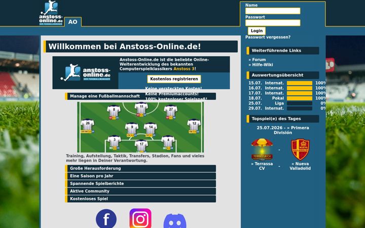 Screenshot of anstoss-online.de