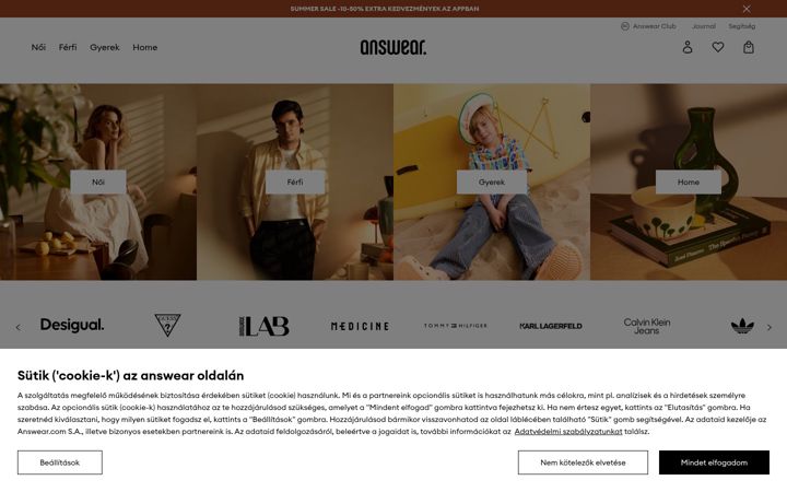Screenshot of answear.hu