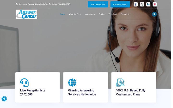 Screenshot von answercenter.biz