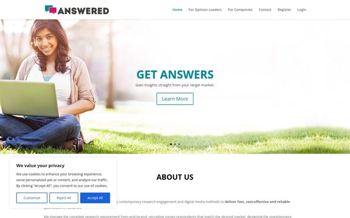 Skjermbilde av answeredinsight.co.za