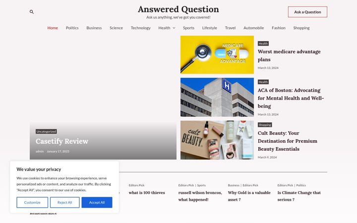 Screenshot of answeredqst.com