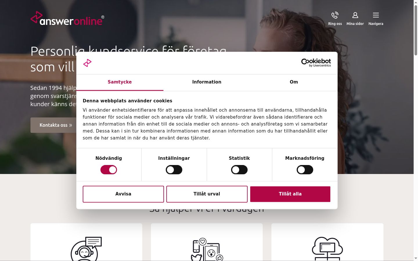 Screenshot des Einwilligungsbanners vor jeglicher Interaktion