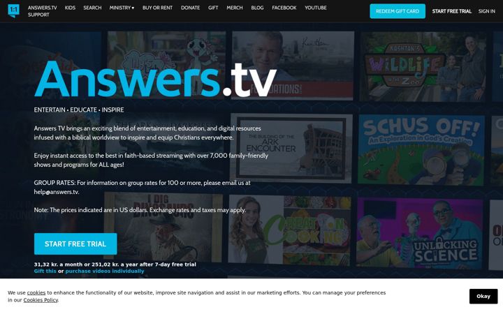 Screenshot von answers.tv