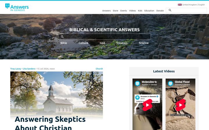 Skjermbilde av answersingenesis.co.uk