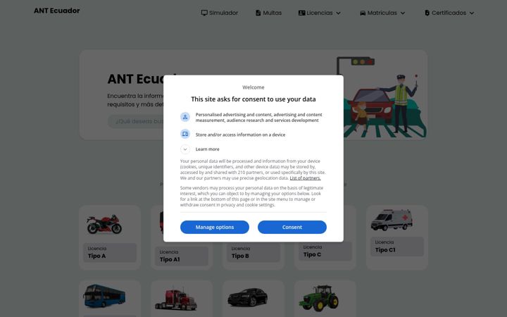 Screenshot of ant.com.ec