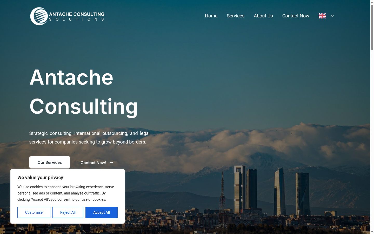Screenshot of the consent banner shown before any interaction