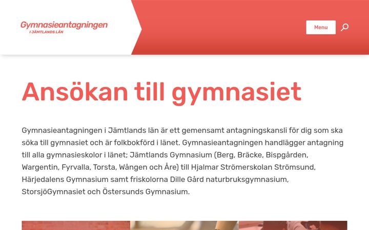 Screenshot of antagningjamtland.se