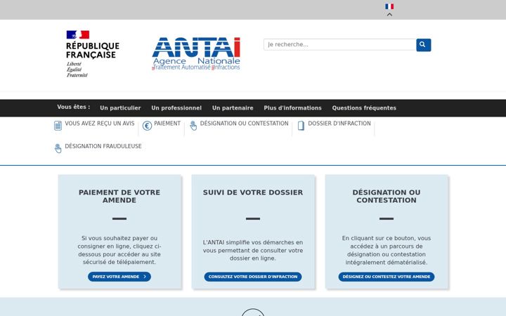 Screenshot di antai.gouv.fr