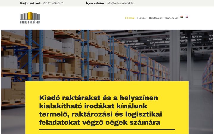 Snimka zaslona za antalraktarak.hu