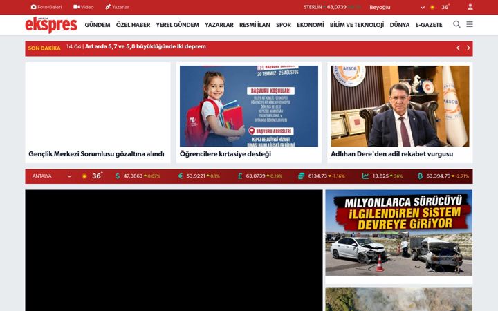 Snimka zaslona za antalyaekspres.com.tr