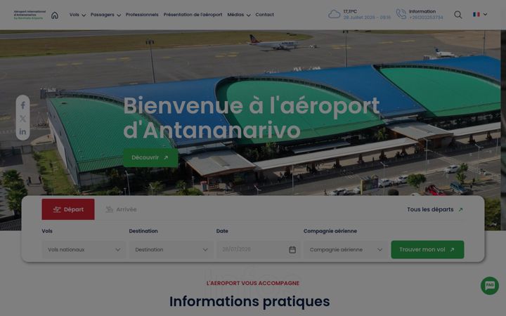 Captura de ecrã de antananarivo-airport.aero