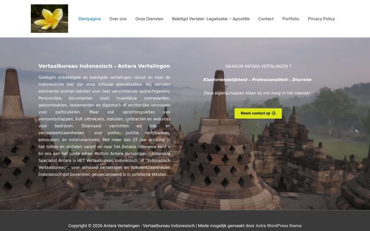 Kuvakaappaus sivustosta antaravertalingen.nl