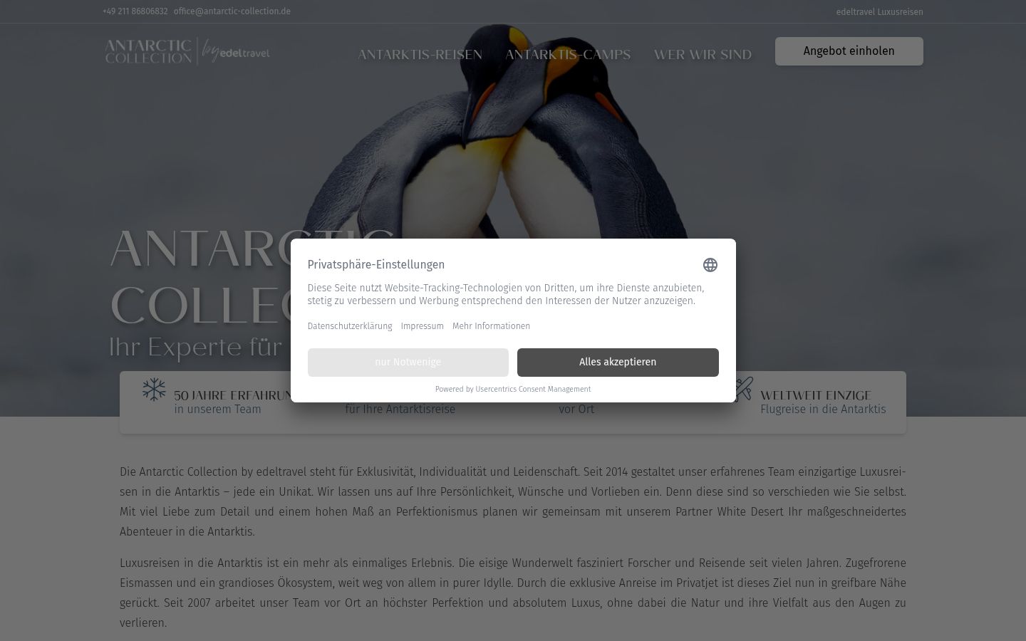 Screenshot des Einwilligungsbanners vor jeglicher Interaktion