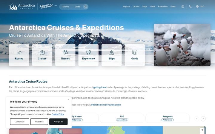 Screenshot of antarcticacruises.com