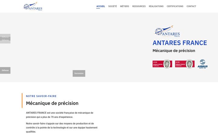 Screenshot von antares-france.com