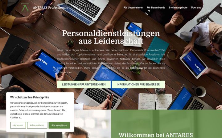 Screenshot of antares-professionals.de