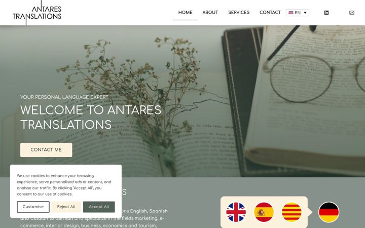 Screenshot of antares-translations.com