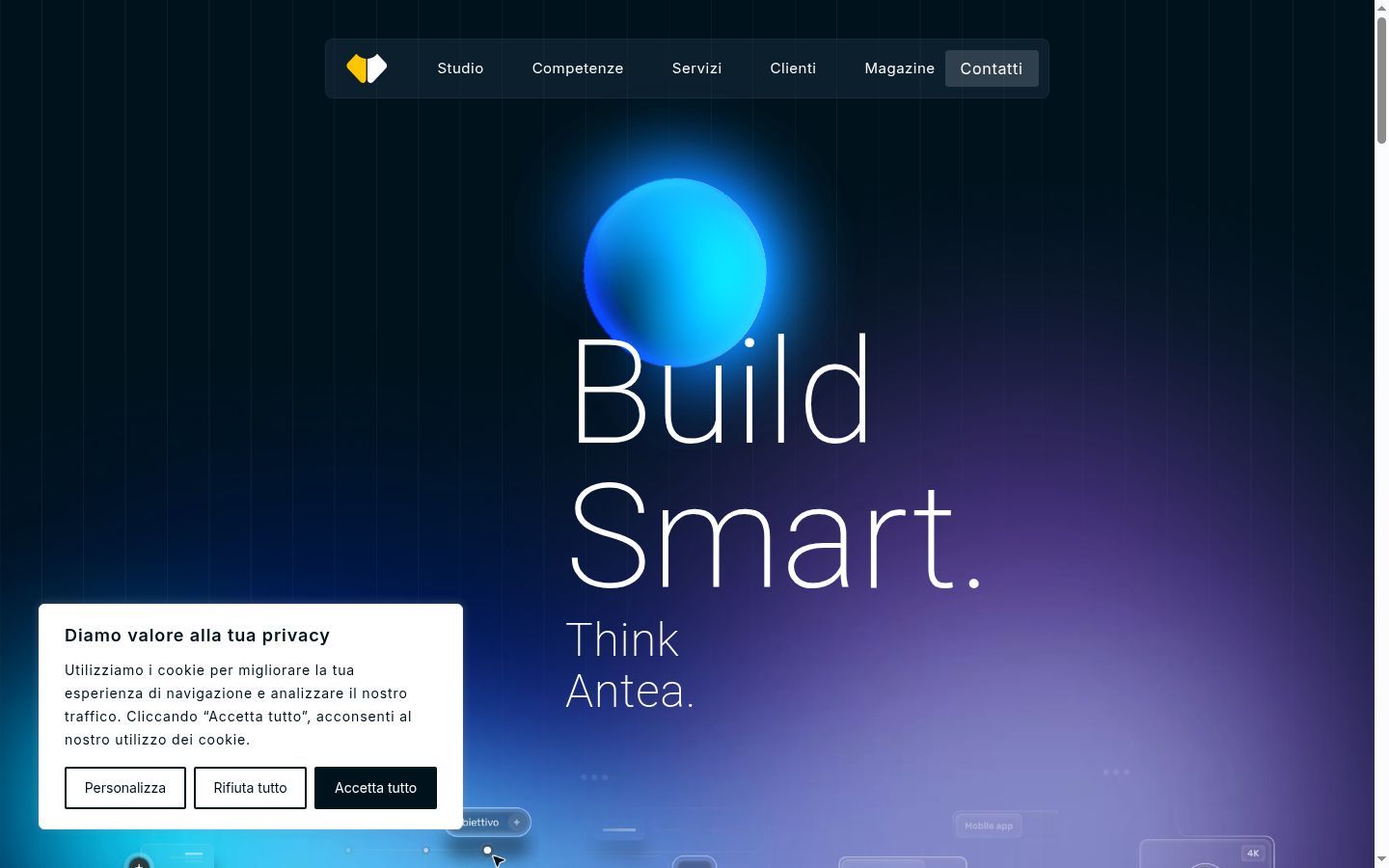 Screenshot del banner di consenso mostrato prima di qualsiasi interazione