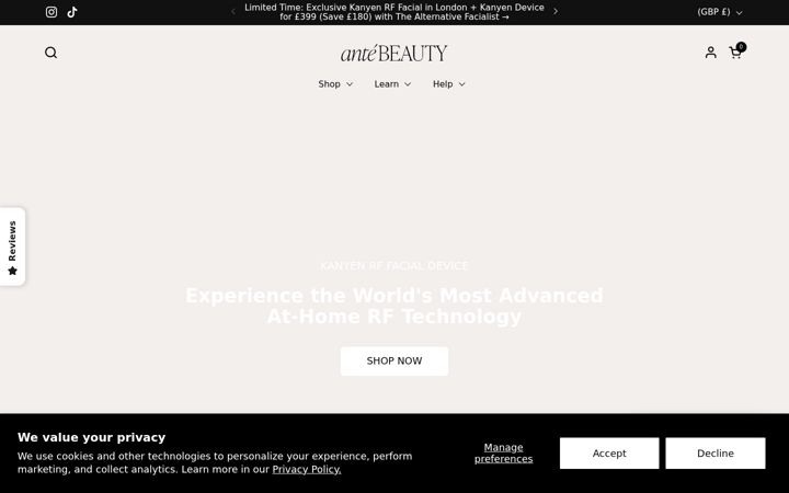 Snímek obrazovky antebeauty.com