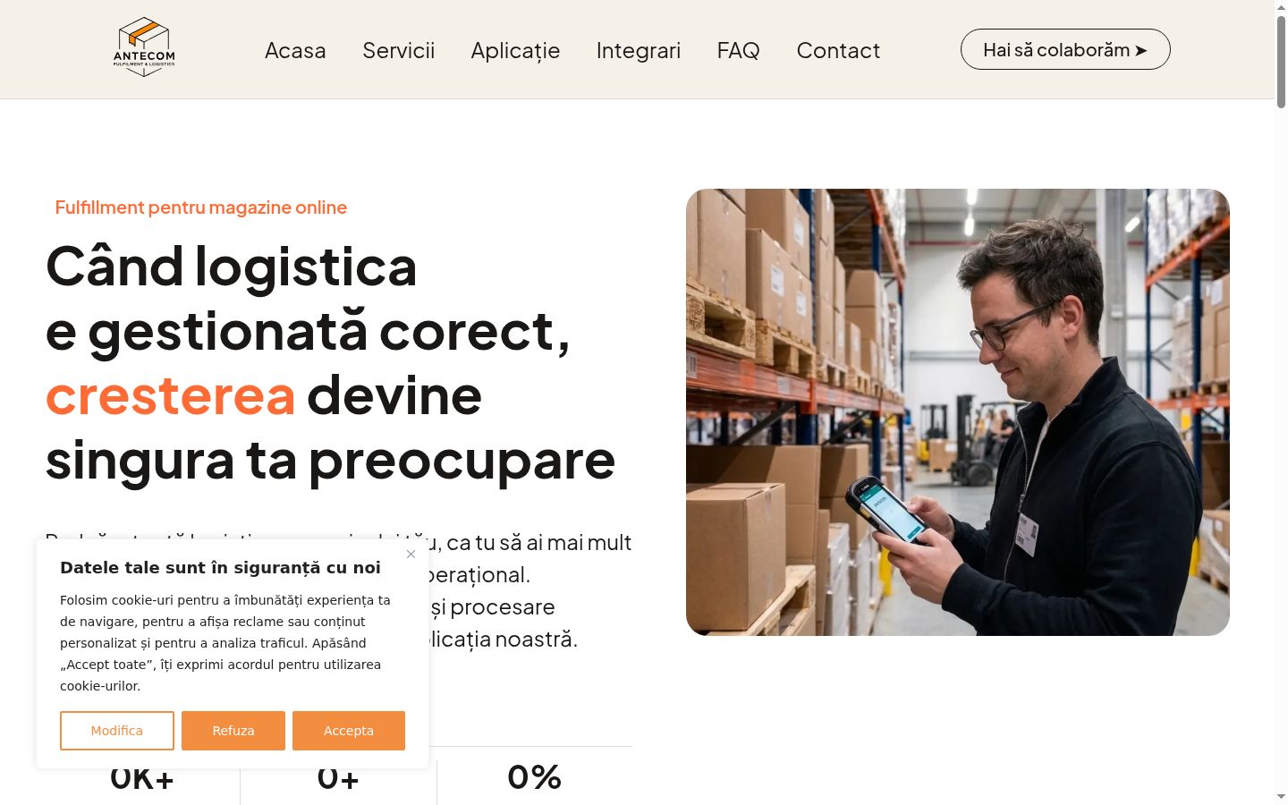 Capture d'écran de la bannière de consentement affichée avant toute interaction