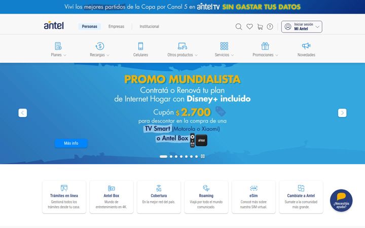 Screenshot of antel.com.uy