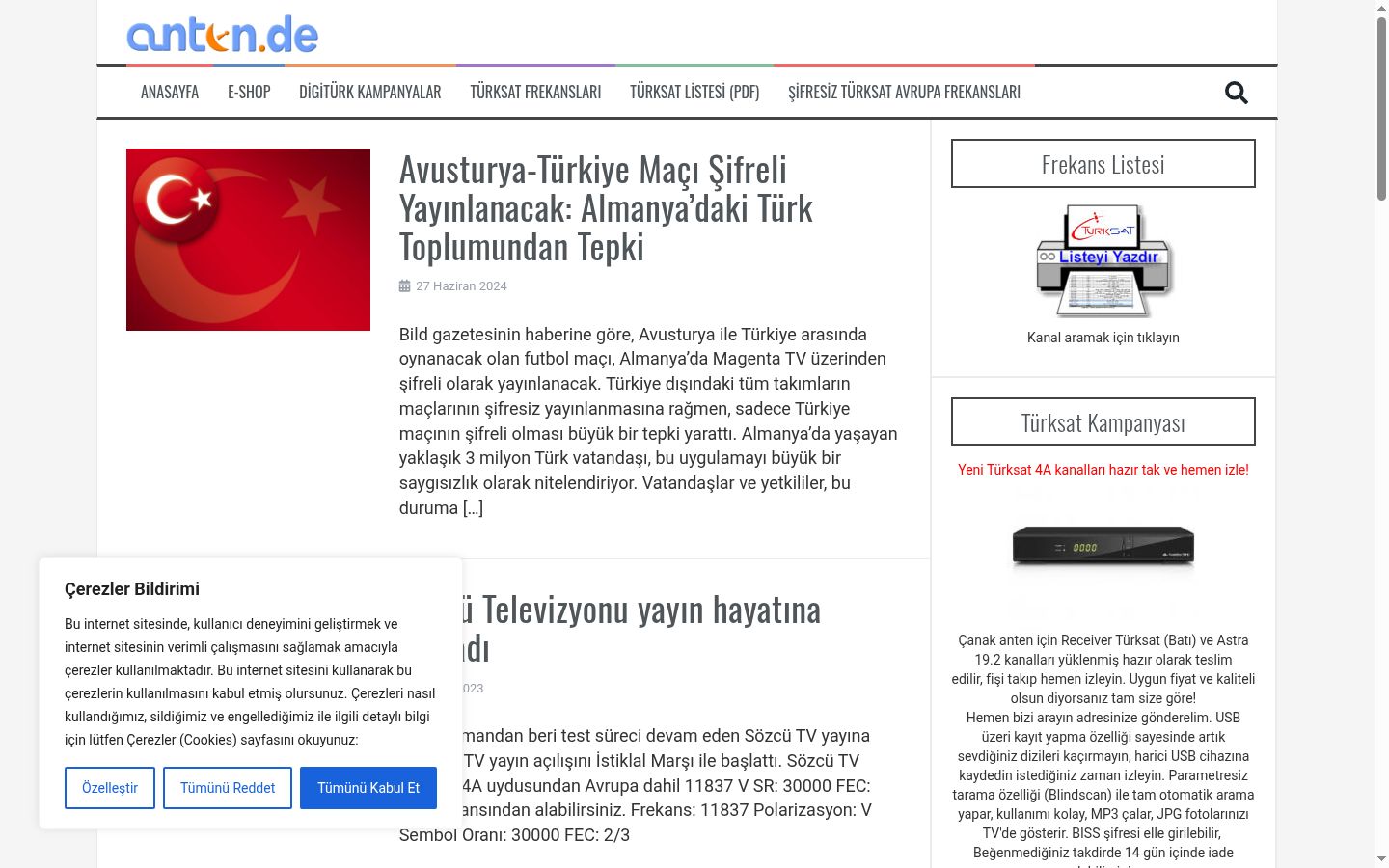 Screenshot des Einwilligungsbanners vor jeglicher Interaktion