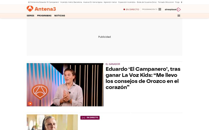 Screenshot of antena3.com