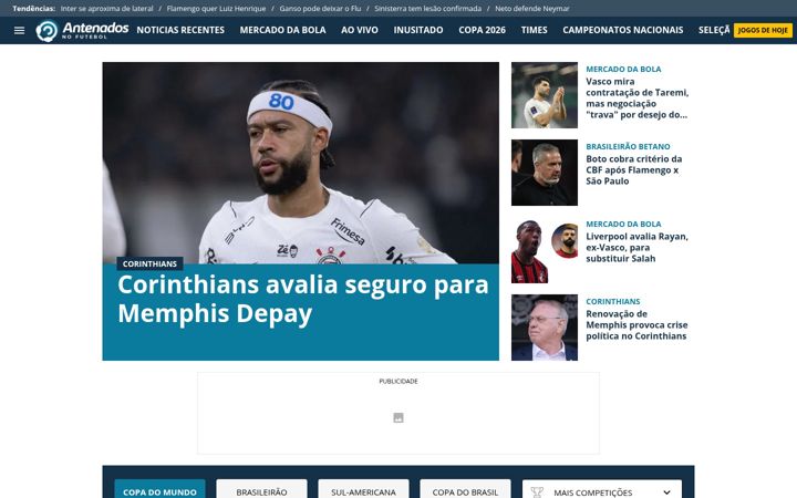 Screenshot of antenadosnofutebol.com.br