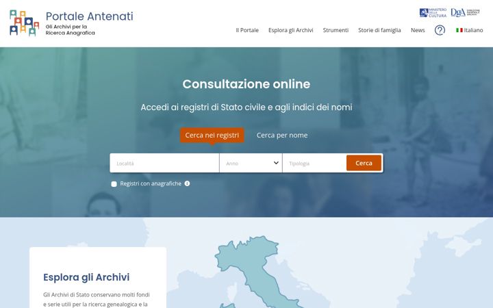 Screenshot of antenati.cultura.gov.it