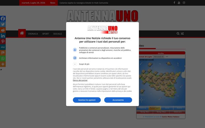 Screenshot di antennaunonotizie.it