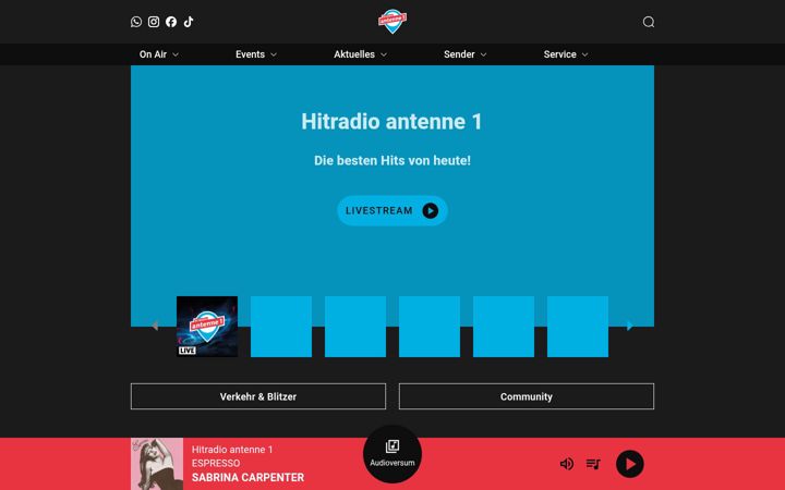 Screenshot of antenne1.de