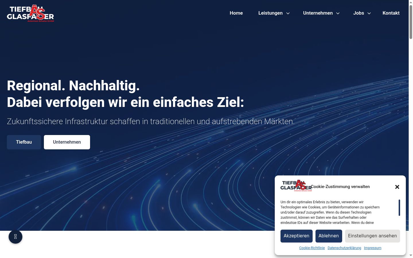 Screenshot des Einwilligungsbanners vor jeglicher Interaktion