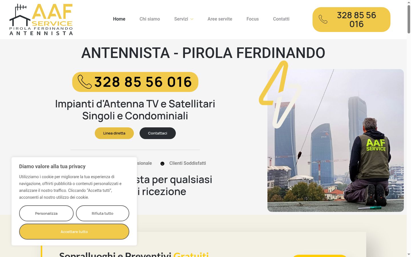 Screenshot del banner di consenso mostrato prima di qualsiasi interazione