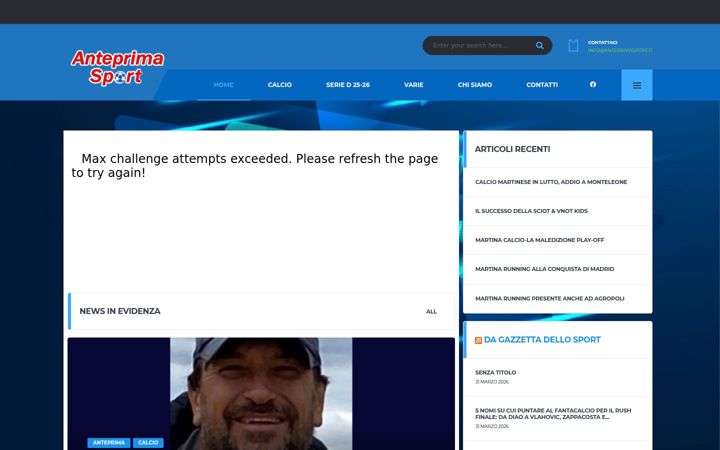 Screenshot of anteprimasport.it
