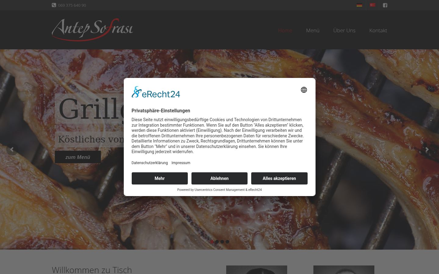 Screenshot del banner di consenso mostrato prima di qualsiasi interazione