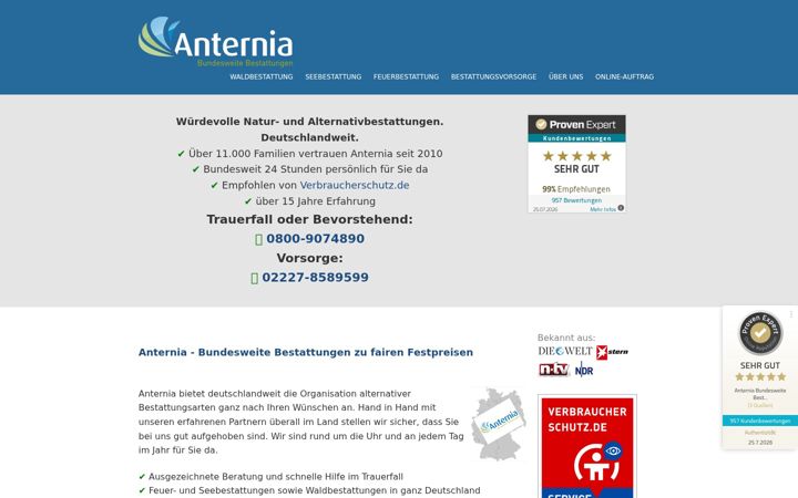 Screenshot του anternia-bestattungen.de